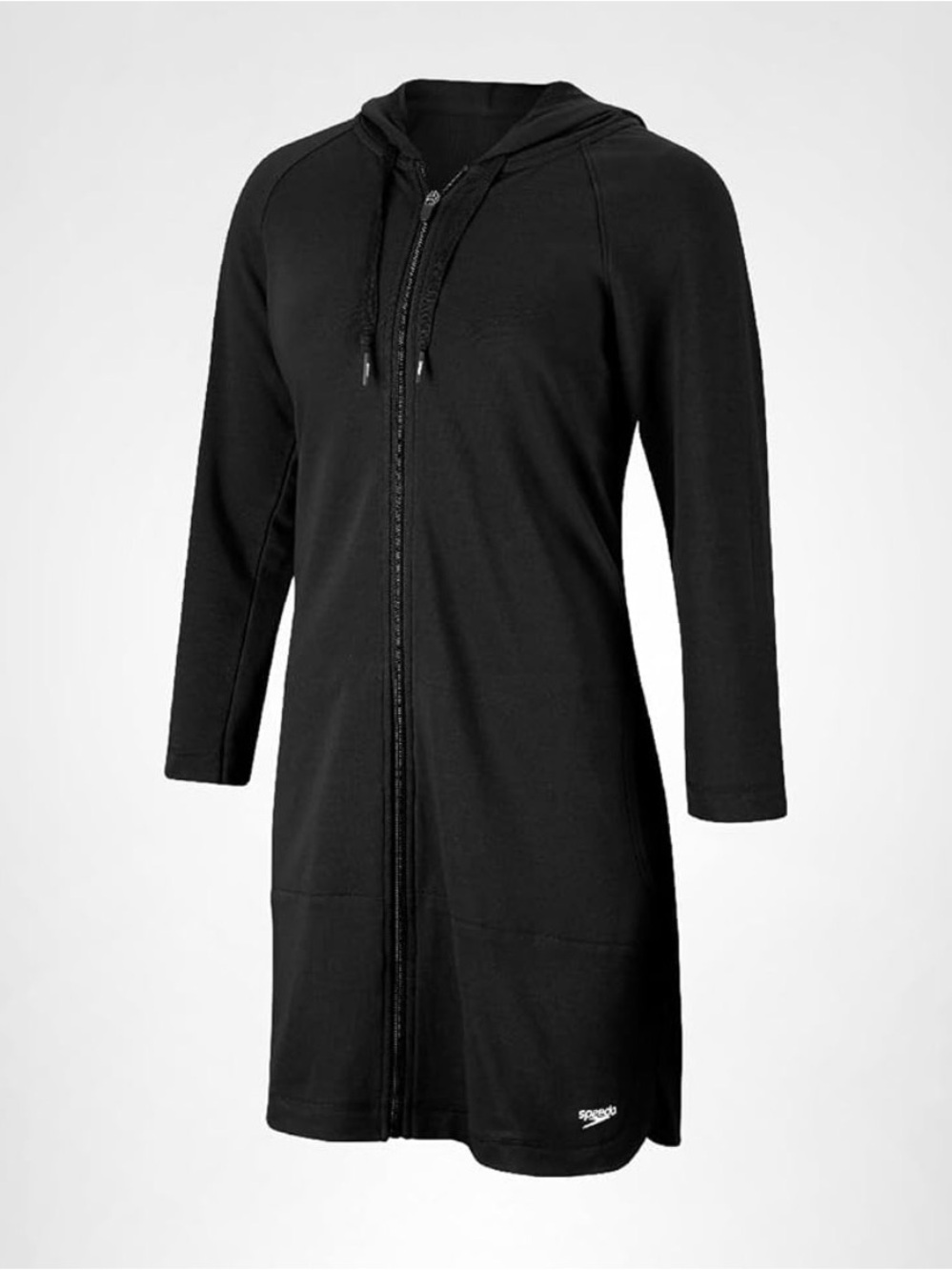 NWT Speedo Aquatic Swim Cover-up Robe Full Zip Hoodie Black medium